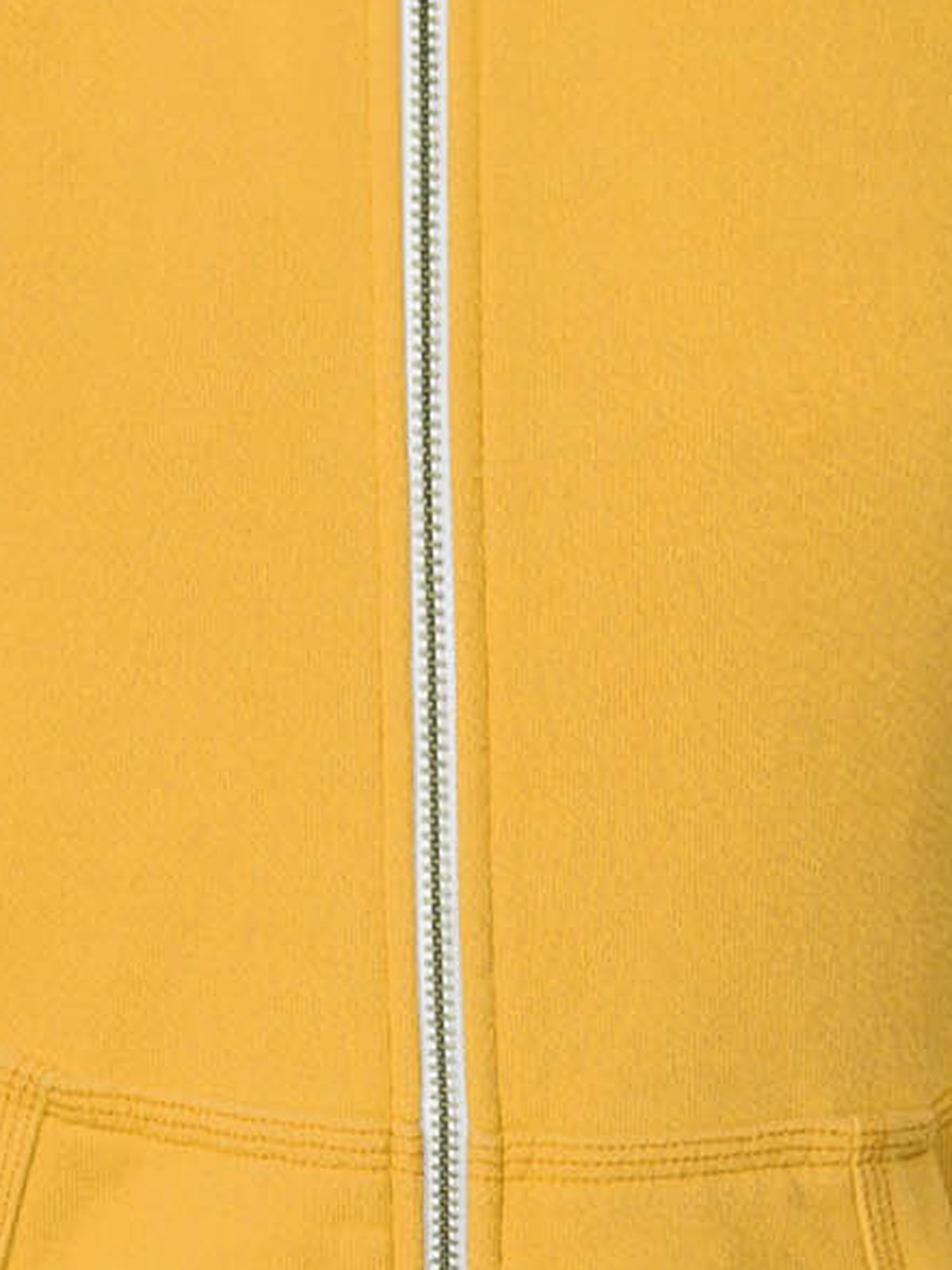 Sudadera con capucha mostaza — detalle del tejido